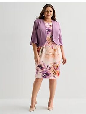 Lilac Jacket with Floral Sheath Dress